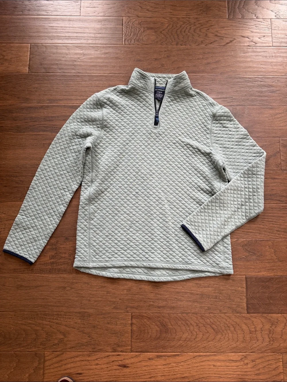 J. Crew Quilted Light Sage Half-Zip Pullover